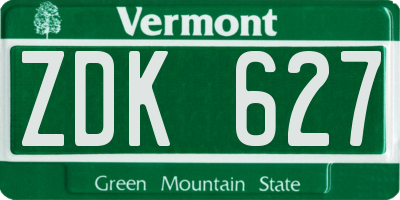 VT license plate ZDK627