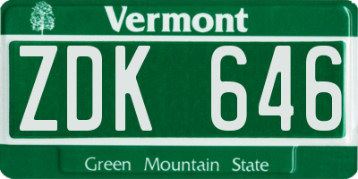 VT license plate ZDK646