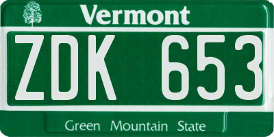 VT license plate ZDK653