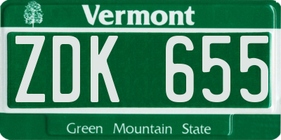 VT license plate ZDK655