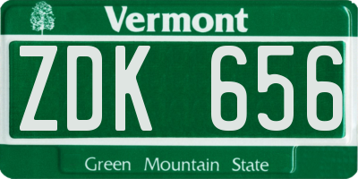 VT license plate ZDK656