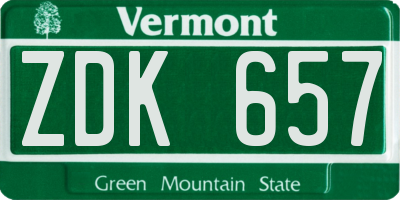 VT license plate ZDK657