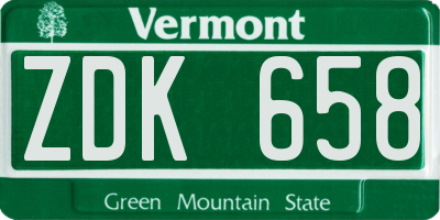 VT license plate ZDK658
