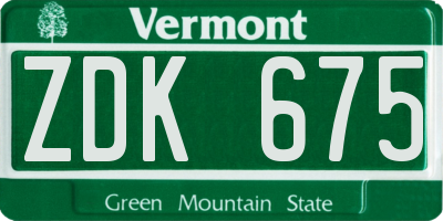 VT license plate ZDK675