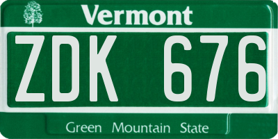 VT license plate ZDK676