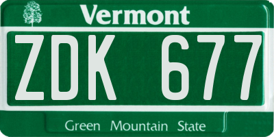 VT license plate ZDK677