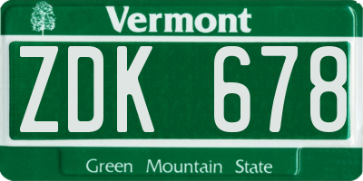 VT license plate ZDK678