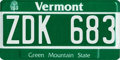VT license plate ZDK683
