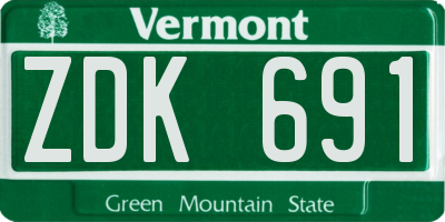 VT license plate ZDK691