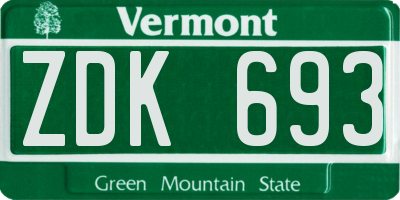 VT license plate ZDK693
