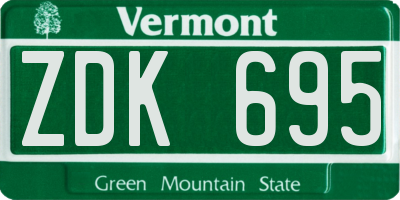 VT license plate ZDK695