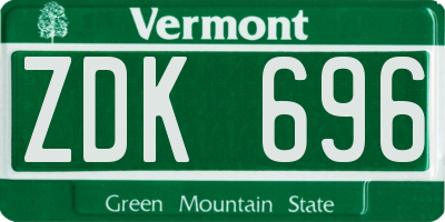 VT license plate ZDK696
