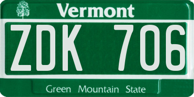 VT license plate ZDK706