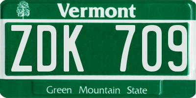 VT license plate ZDK709