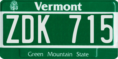 VT license plate ZDK715