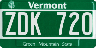 VT license plate ZDK720