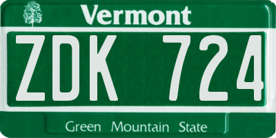 VT license plate ZDK724