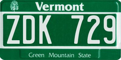 VT license plate ZDK729