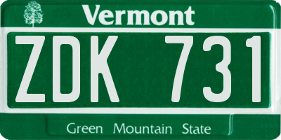 VT license plate ZDK731