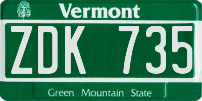 VT license plate ZDK735