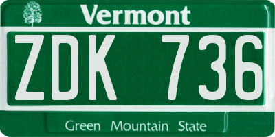 VT license plate ZDK736