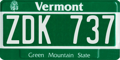VT license plate ZDK737