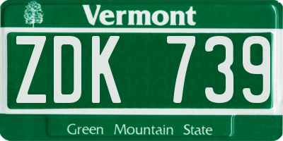 VT license plate ZDK739
