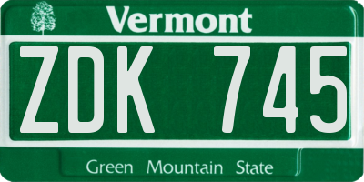 VT license plate ZDK745