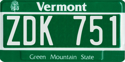 VT license plate ZDK751