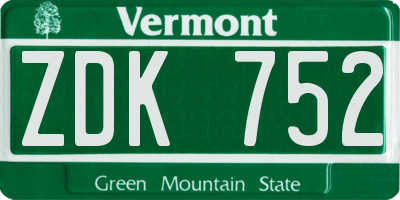 VT license plate ZDK752