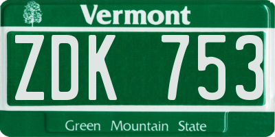 VT license plate ZDK753