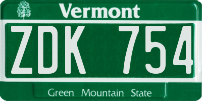 VT license plate ZDK754
