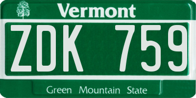 VT license plate ZDK759