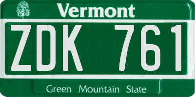 VT license plate ZDK761