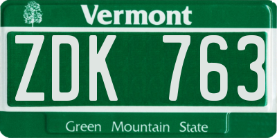 VT license plate ZDK763