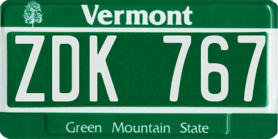 VT license plate ZDK767