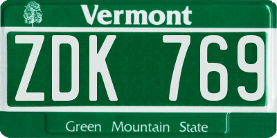 VT license plate ZDK769