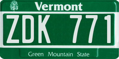 VT license plate ZDK771