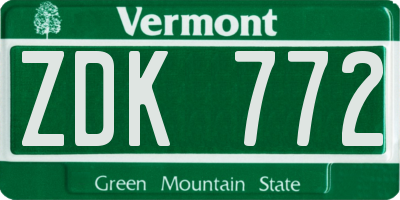 VT license plate ZDK772