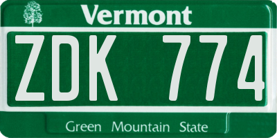 VT license plate ZDK774