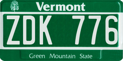 VT license plate ZDK776