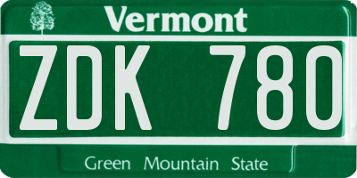 VT license plate ZDK780