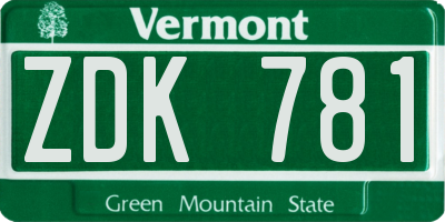 VT license plate ZDK781