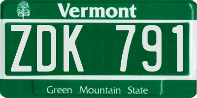 VT license plate ZDK791