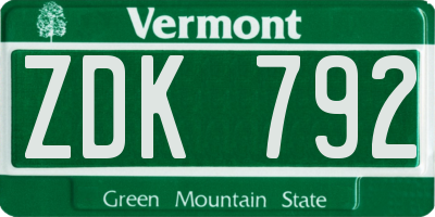 VT license plate ZDK792