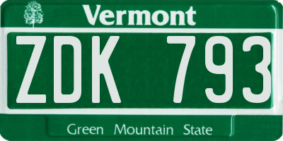 VT license plate ZDK793