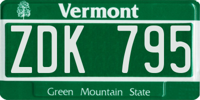 VT license plate ZDK795