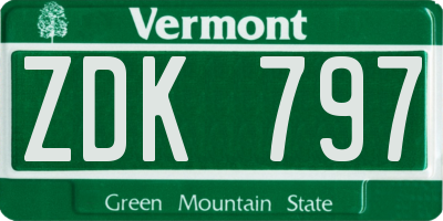 VT license plate ZDK797