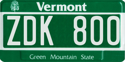 VT license plate ZDK800