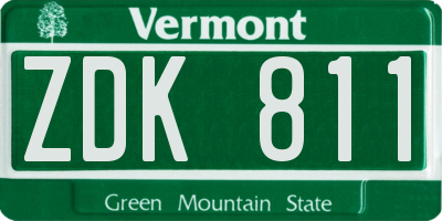 VT license plate ZDK811